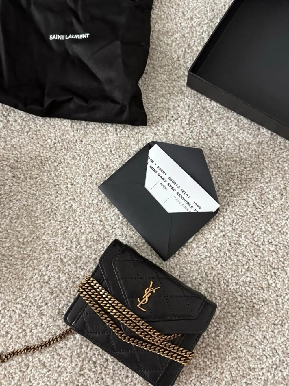 Saint Laurent YSL Gaby Micro Toy Purse Black Leather Crossbody with Gold Chain - Picture 3 of 8